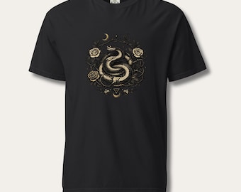 Camiseta de serpiente venenosa y aterciopelada • Camiseta botánica de bruja • Camiseta de serpiente femenina oscura • Estética de jardín gótico