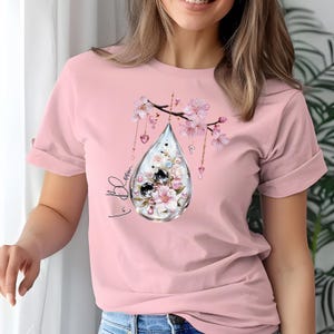 Koszula z obrazem olejnym w stylu vintage kwiatowym | Koszulka estetyczna French Cottagecore dla kobiet | Koszulka z grafiką Witchy Garden | Pomysł na prezent dla miłośnika książek