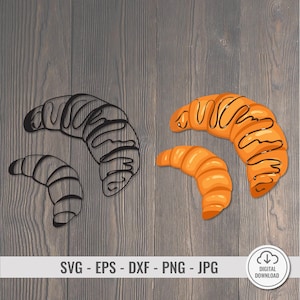 Croissant Svg, Bakery Svg, Croissant Clipart, Food Svg, Croissant Cutting File, Croissant Vector, Instant Download, Cricut Files, Silhouette