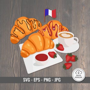 Croissant Svg, Bakery Svg, Croissant Clipart, Food Svg, Croissant Cutting File, Croissant Vector, Instant Download, Cricut Files, Silhouette