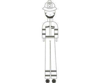 Feuerwehrmann Mann Maschine Stickerei Design