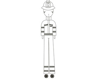 Feuerwehrmann Mann Maschine Stickerei Design