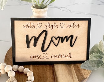 Mom and Children’s Names Wood Sign // Mother’s Day Gift // Personalized Kids’ Names // Farmhouse Style Sign