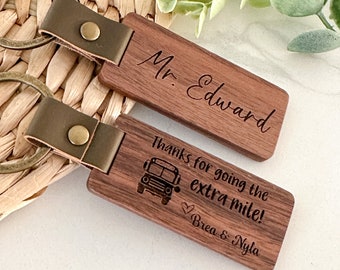 Personalized Bus Driver Keychain // Thank You for Going the Extra Mile // Wood Keychain // End of Year Gift // Engraved Name