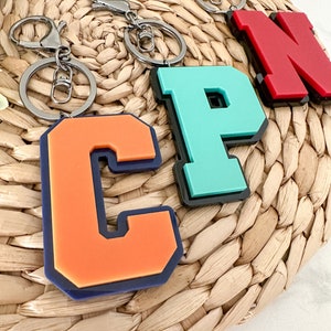 Personalized Sports Letter Backpag Tag // Initial // Keychain // Diaper Bag Tag // Child’s Name Tag // Sports Bag Keychain