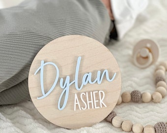 Personalized Baby Name Sign // Natural Wood // Birth Announcement // Hospital Photos // Photo Prop // Nursery Room // First and Middle Name