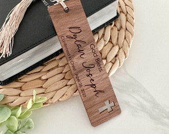 Personalized Confirmation Bookmark // Walnut Wood // Confirmed in Christ // Religious Gift // Bible Bookmark // God Bless