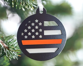 Public Works First Responder Christmas Ornament // Thin Orange Line // Search and Rescue // Wood Ornament
