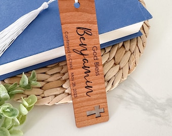 Personalized Confirmation Bookmark // Cherry Wood // Confirmed in Christ // Religious Gift // Bible Bookmark // God Bless