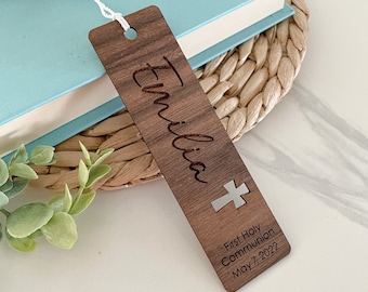Marcador de Primera Comunión Personalizado // Madera de Nogal // Regalo de Primera Comunión // Regalo Religioso // Marcador de Biblia