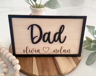 Dad and Children’s Names Wood Sign // Father’s Day Gift // Personalized Kids’ Names // Grandpa, Papa, Daddy