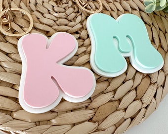 Personalized Backpag Tag // Initial // Keychain // Retro Letter // Diaper Bag Tag // Child’s Name Tag // Sports Bag Keychain