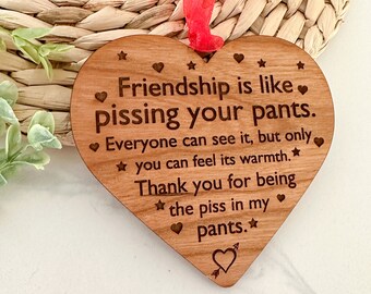 Funny Friendship Ornament // Best Friend Gift // Friendship is Like Pissing Your Pants // Christmas Ornament