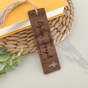 Personalized Confirmation Bookmark // Walnut Wood // Confirmed in Christ // Religious Gift // Bible Bookmark // God Bless image 4