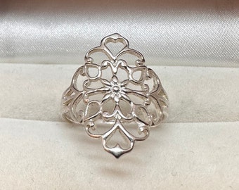 925 Sterling Silver Openwork Ring Size 8.75
