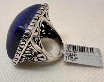 Massive Sterling Silver Lapis Lazuli Ring  925    Size 8.25-8.50 Original tag 139.00 New With Tag