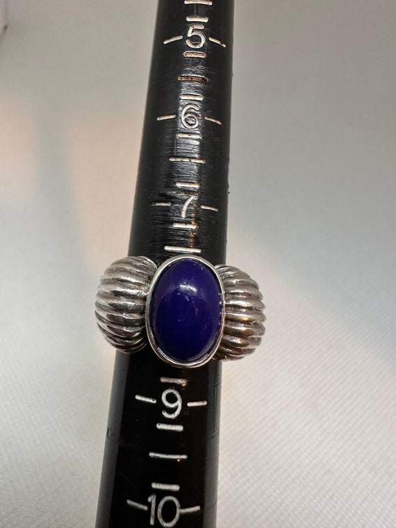 Chunky Vintage Sterling Lapis Ring Sz 8 925 Sterl… - image 9