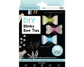Blinky Bow Ties Party Kit (Makes 10) - Make Bow Ties that lights up! A Tech-Craft kit for STEAM, parties & education. DIY bow-ties are cool!