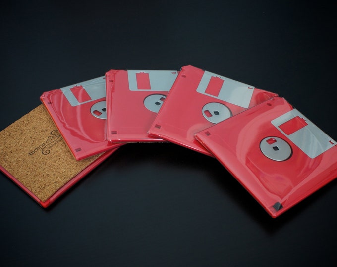 Floppy Disk Coasters Red A Geeky Accessory for Your House Etsy