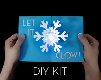 Snowflake Light-Up Card Kit - Greeting Card Kit - Pop-Up Card Kit - Snowflake Card - Let It Glow Card - Awesome Card - Paper Snowflake - DIY