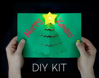 Merry X-Mas! Light-Up Card Kit - DIY Christmas Card - Pop-Up Card - Paper Electronics - STEM gift - S.T.E.M. Gift - STEAM Project - diy gift