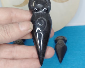 Obsidiana plateada, Diosa espiral, cristal tallado a mano. ¡Envío gratis!