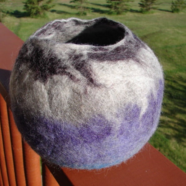 Felted wool multi blues decorative bowl