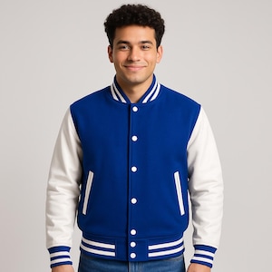 Varsity Letterman Jacket Wool Body And Genuine Leather Sleeves | XS–4XL Bomber Jacket for College, Baseball & High‑School Style | 6 Colors