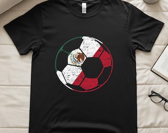 Camiseta de fútbol 2026, Camiseta de fútbol con la bandera de México, Camiseta con balón de fútbol con la bandera mexicana