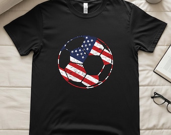 Soccer USA Flag Shirt, American Flag Soccer Ball Tee, Soccer 2026 T-Shirt