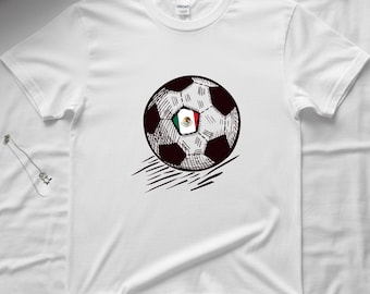Camiseta con balón de fútbol y bandera mexicana, camiseta para amantes del fútbol, camiseta de fútbol con la bandera de México 2026