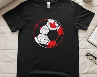 Soccer 2026 T-Shirt, Soccer Canada Flag Shirt, Canadian Flag Soccer Ball Tee