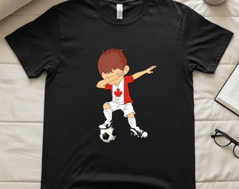 Soccer 2026 Dabbing Boy Canadian Flag Shirt, Canada Flag Soccer Player Tee, Sports Soccer Fans Men Boys Shirt