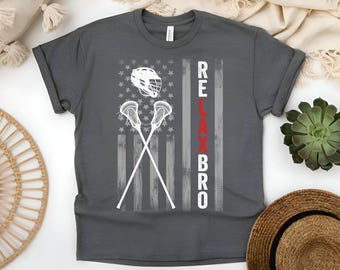 Lacrosse American Flag T-Shirt, Lax Relax Bro Tee, Lacrosse Player Sports Lovers T-Shirt