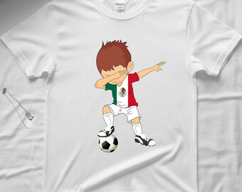 Soccer 2026 Dabbing Boy Mexico Flag Shirt, Mexican Flag Soccer Player Tee, Sports Soccer Fans Men Boys Shirt
