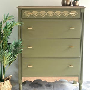 olive green painted dresser Green Painted Dresser Makeover That Will Turn Heads