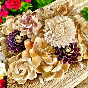 Seashell Flower Bouquet beach wedding decor, seashell home decor, costal decor, nautical decor, flower gift for her, shell summer decor