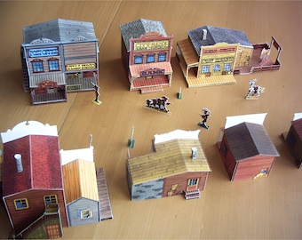 Printable Cowboy Town: Cut & Glue Papercraft (Digital Download)