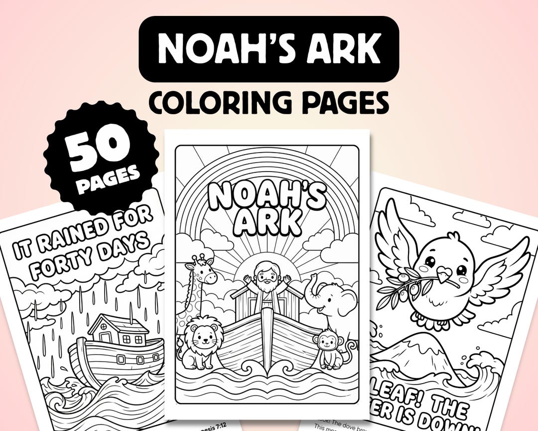 Noah's Ark Coloring Pages, Bible Story Activity, 50 Printable Pages ...
