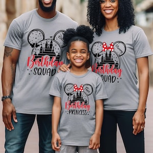 Camisetas personalizadas de Disney Birthday Squad, camiseta de Disney Birthday Girl, camiseta de Disney Birthday Boy, camiseta de cumpleaños de Disneyworld, camisetas familiares a juego