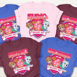 Personalized Patrol Birthday Girl Shirt, Family Patrol Shirt, Paw Birthday Party, Cartoon Shirt, Birthday Family Matching Tee, Birthday Gift