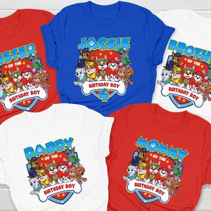 Patrol Birthday, Family Patrol Shirt, Paw Birthday Party, Cartoon Shirt, Birthday Family Matching Shirt, Personalized Patrol Birthday Shirts