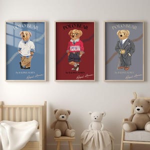 Polo Bear Ralph Lauren - Digital Vintage Pastel Wall Art - Digital Poster