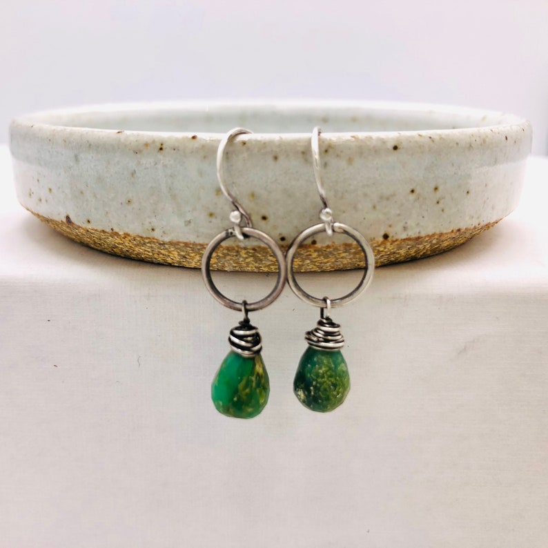 Chrysoprase Sterling Earring Drop