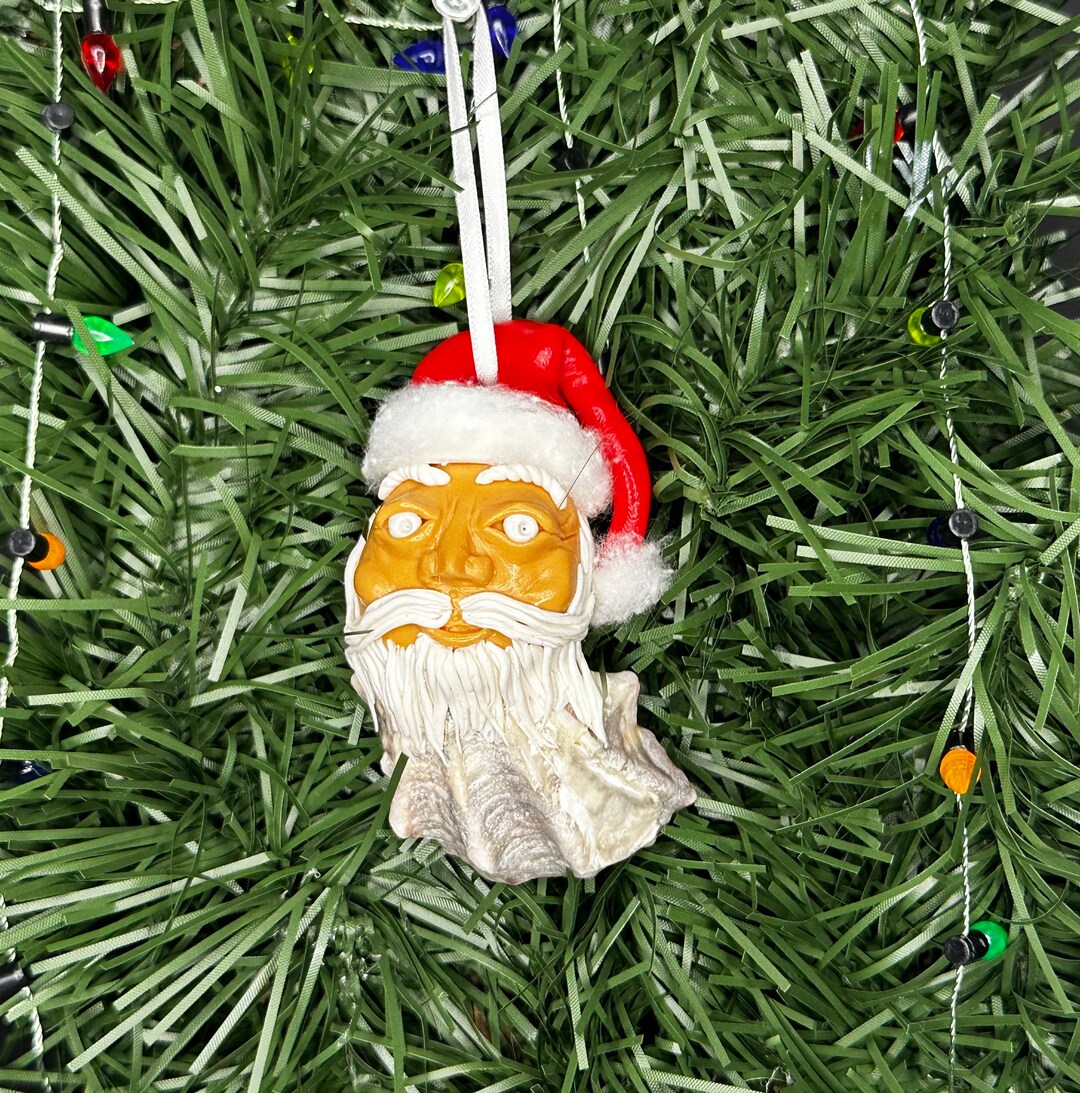 Octillery Santa Hand-sculpted vintage Eyes Santa Oyster Shell Christmas Ornament - Etsy