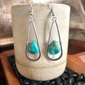 Turquoise Teardrop Earrings - Silver