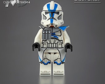 Custom Kommandant und Schulterpanzer für LEGO Star Wars Minifigur Clone Trooper 501st Legion mit dem 1-V-Tuch