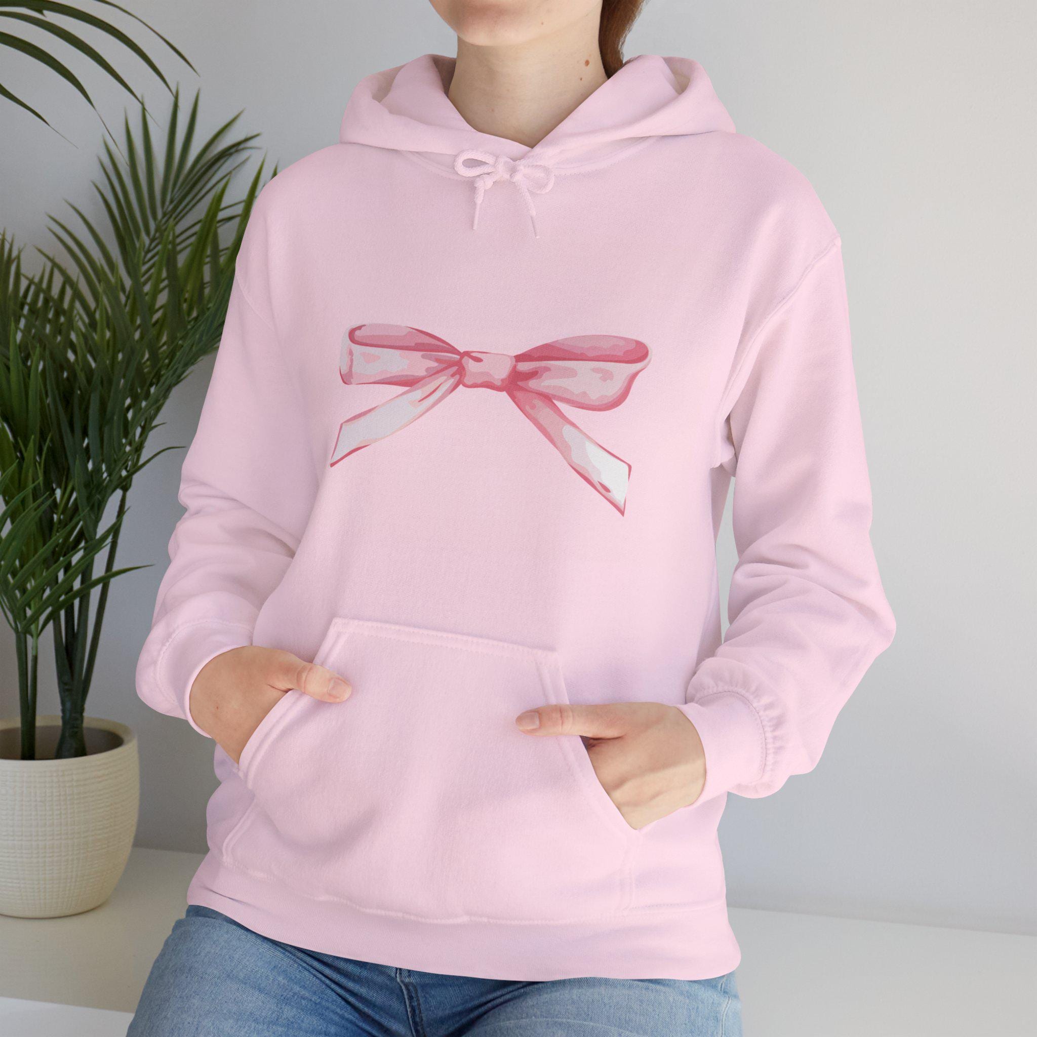 Young Eyes Sweet Bow Ribbon Black Pink Pullover Hoodie
