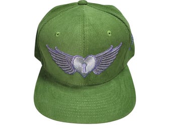 Snapback Flat-Brim Hat - Heart Wings - One Of A Kind