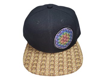 Snapback Flat-Brim Hat - Flower Of Life